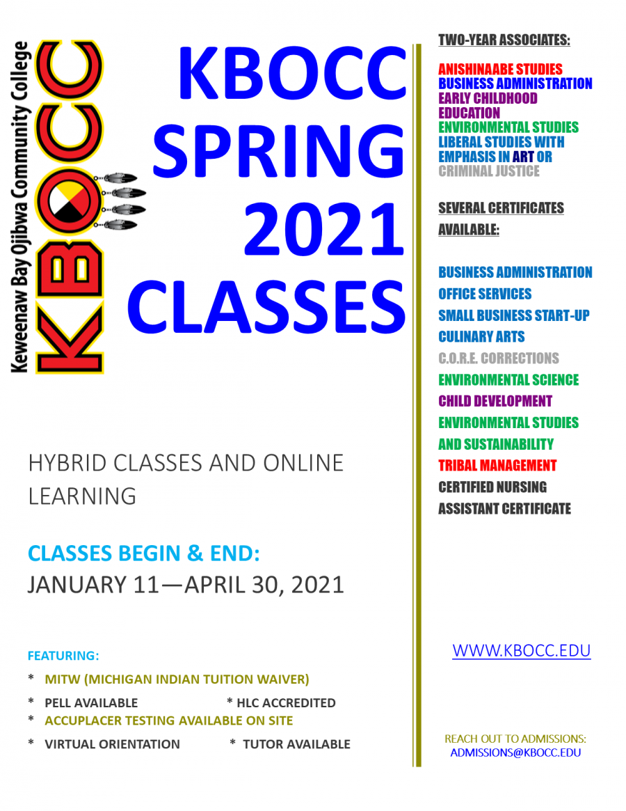 Register for Spring 2021 – Keweenaw Bay Ojibwa Community College