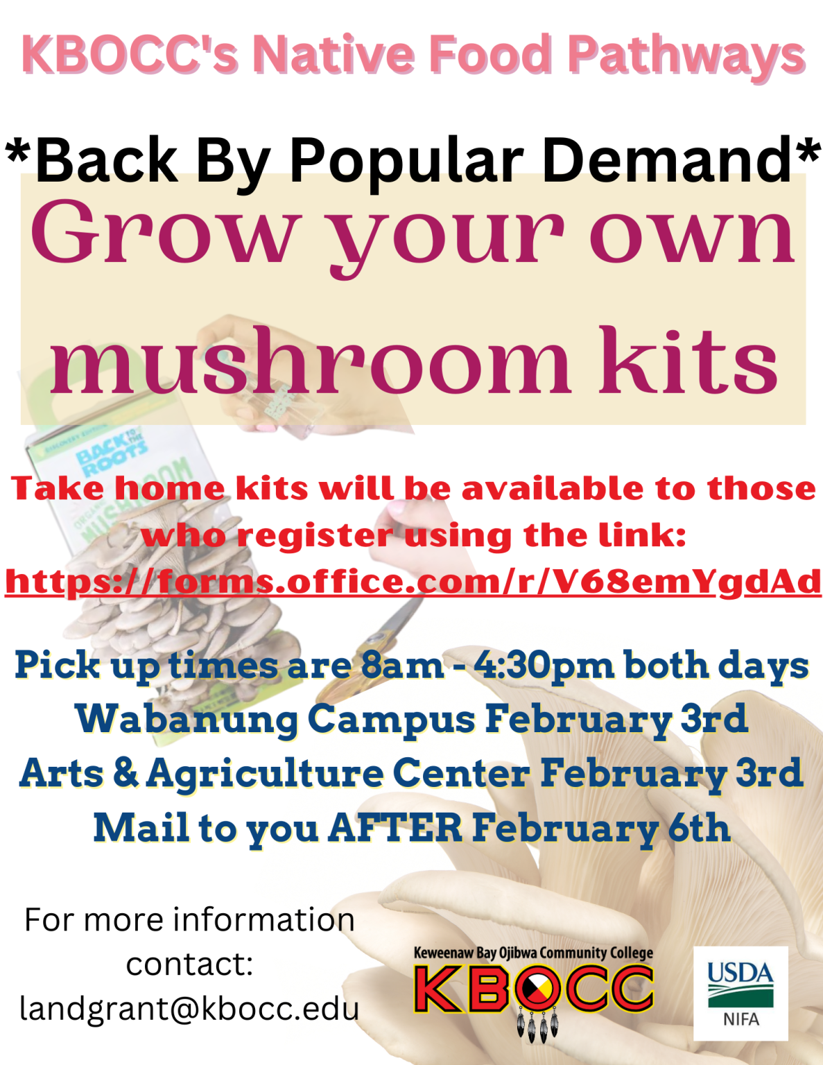 Grow Your Own Mushroom Kits – Keweenaw Bay Ojibwa Community College